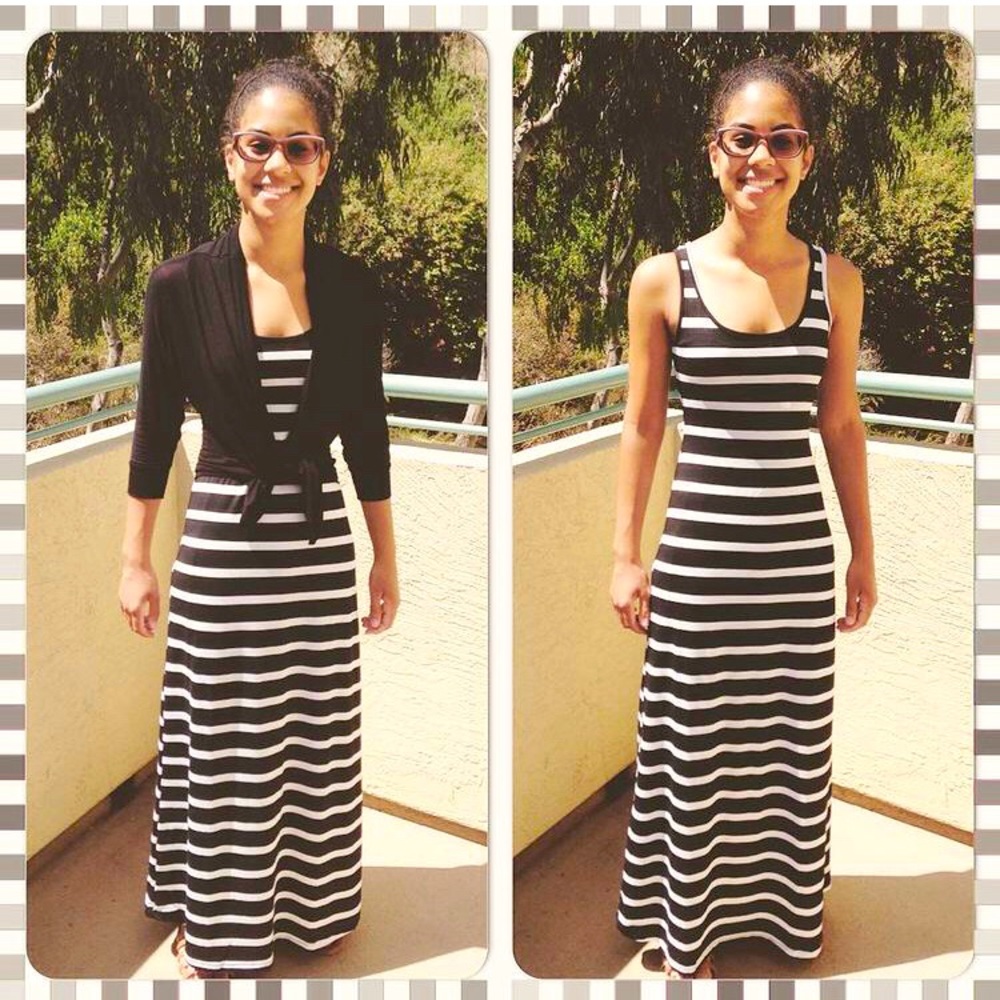 Papaya Black and White Stripped Maxi Dress